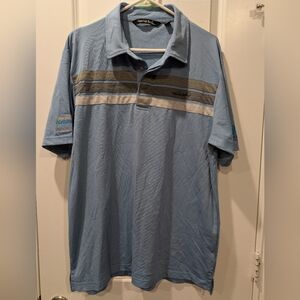 TravisMathew Golf Polo XL Blue Striped + Topgolf Hat NWT Bundle